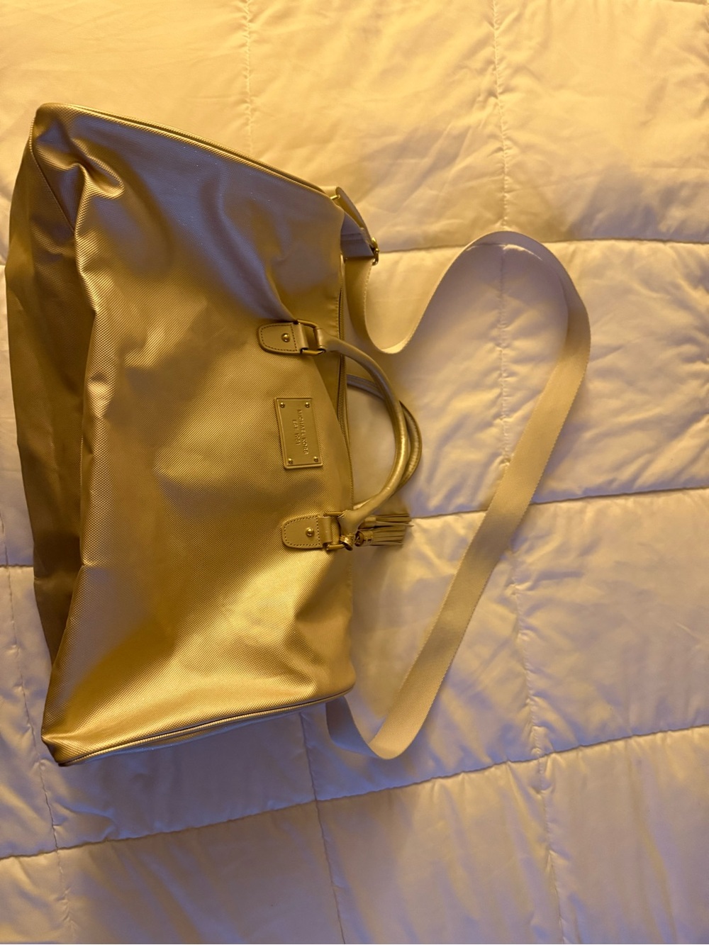 Michael Kors Metallic Gold Travel Tote with Shoulder Strap